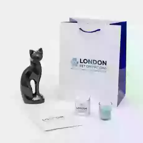 Graceful Sitting Cat Urn - Black